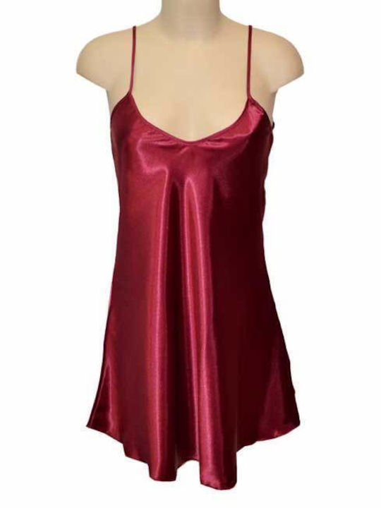 Elite Form Summer Satin Women's Nightdress Burgundy