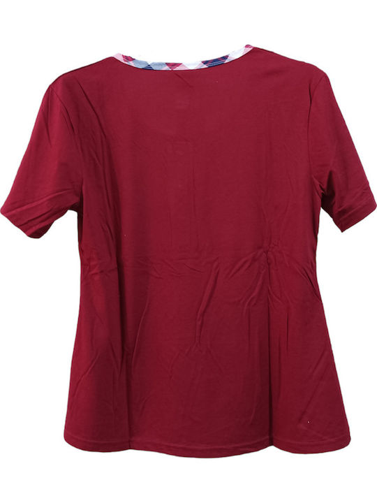 Lydia Creations Summer Women's Pyjama Set Burgundy