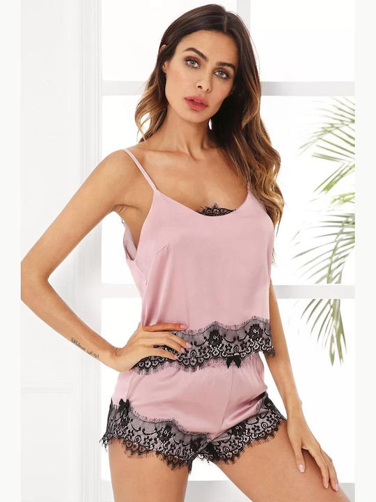 Merry See Καλοκαιρινό Σατέν Babydoll Ροζ