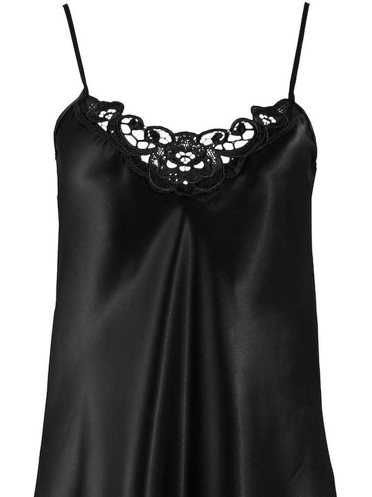 G Secret Women's Summer Satin Nightgown Black