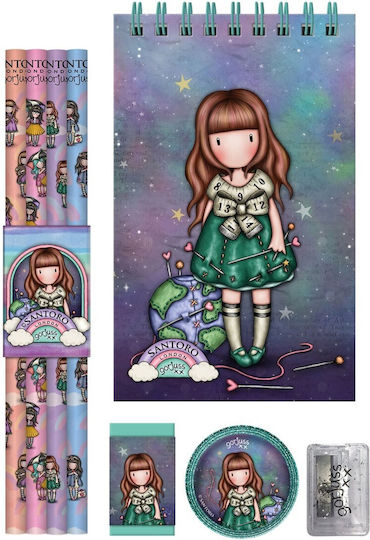 Santoro Be Kind To Our Planet Kids Stationery Set with Pencil, Sharpener, Eraser and Notepad