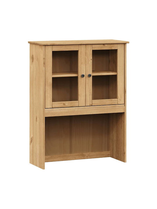 Wall Living Room Display Cabinet made of Solid Wood with Glass Brown 78x30x100cm