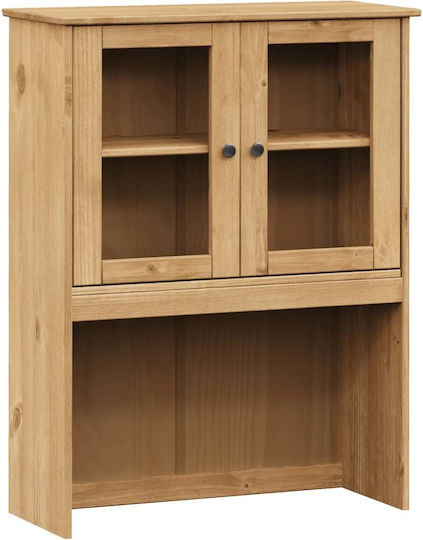 Wand Wohnzimmer Vitrine aus Massivholz mit Glas Natürlich 78x30x100cm