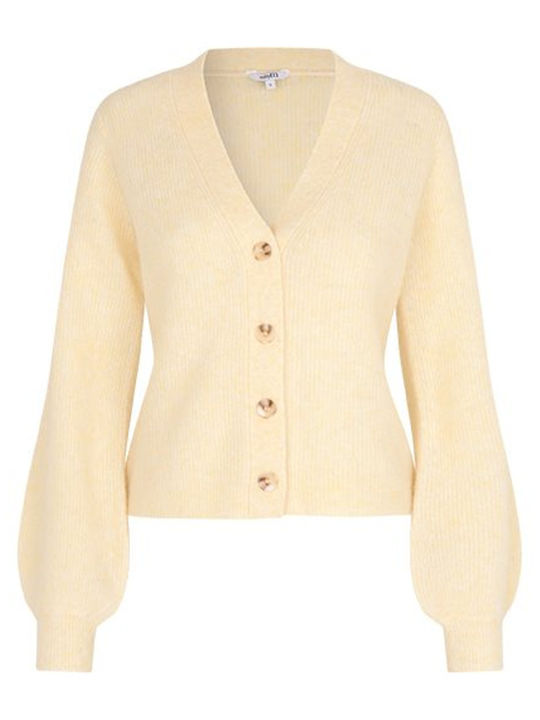 Damen Gestrickte Strickjacke mit Knöpfen Gelbe