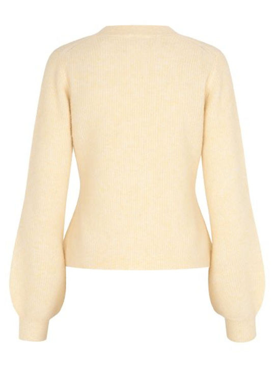 Damen Gestrickte Strickjacke mit Knöpfen Gelbe