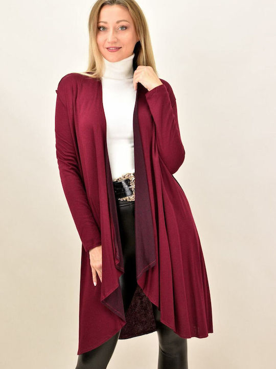 First Woman Lungă Jachetă de damă în Burgundy Culoare