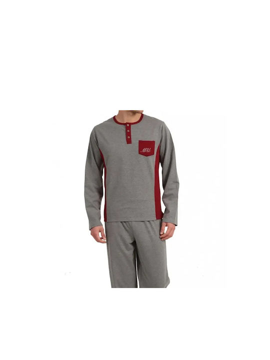 Lydia Creations Men's Winter Cotton Pajamas Set Gray