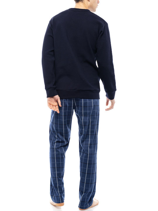 Pink Label Men's Winter Checked Pajama Pants Blue