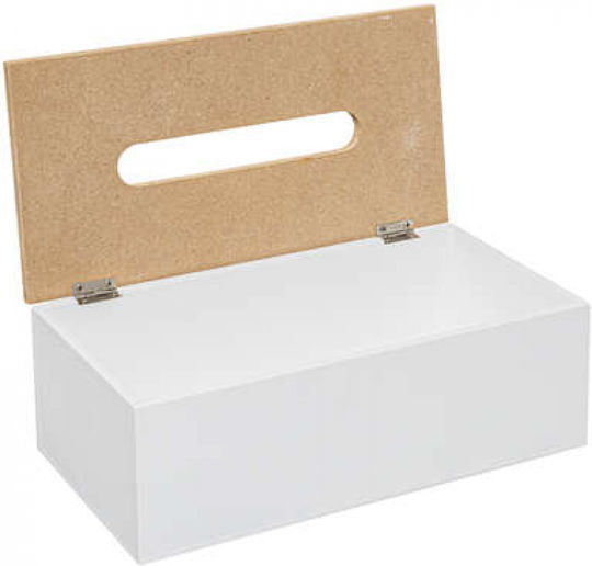 5Five Tissue Holder Wooden White 25x13x9cm 174641A