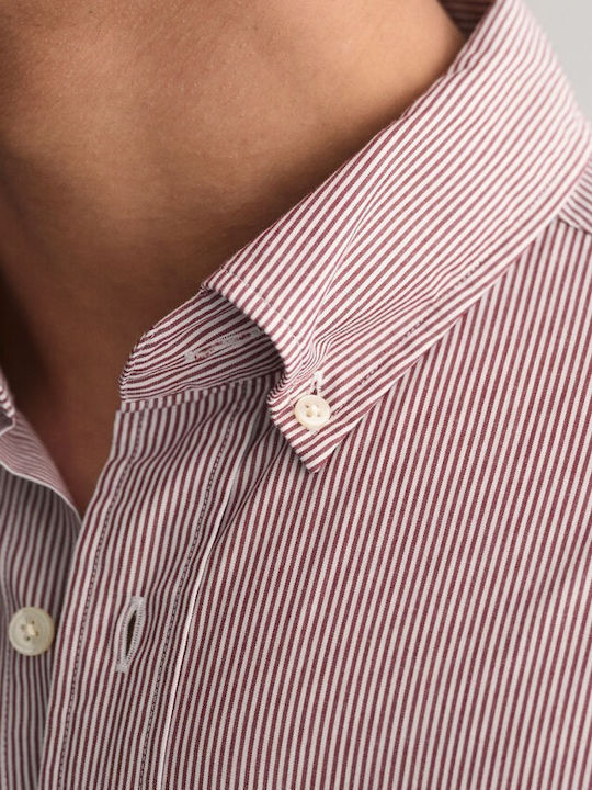 Long-sleeved Cotton Shirt Striped Red