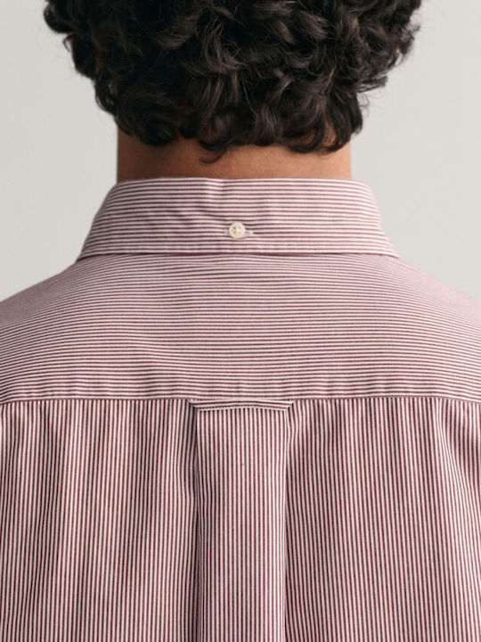 Long-sleeved Cotton Shirt Striped Red