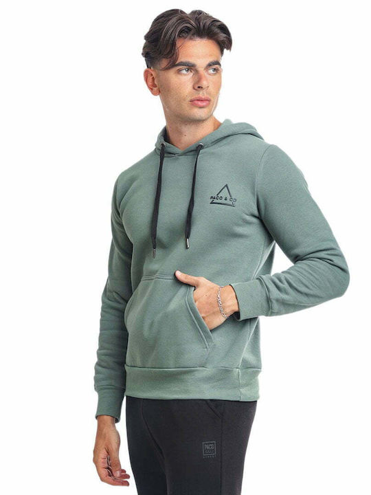 Paco & Co Men's Sweatshirt with Hood and Pockets Green