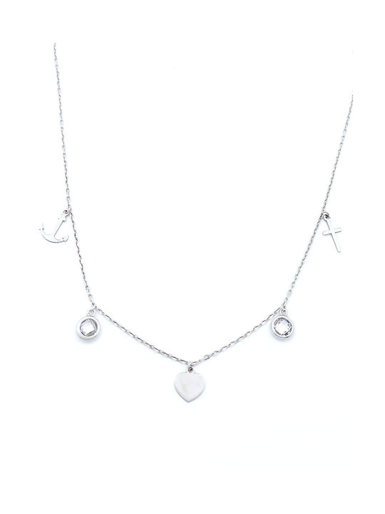 PS Silver Necklace from Silver with Zircon