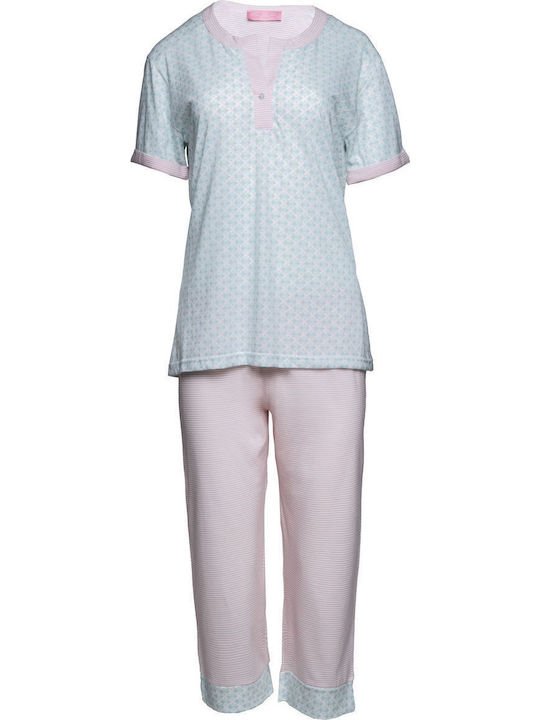 Pink Label Sommer Damen Pyjama-Set Rosa