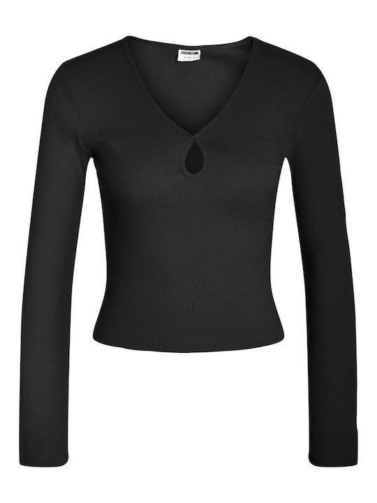 Damen Sommer Bluse Langärmelig Schwarz