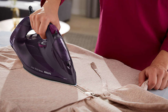 Philips Azur 7000 Series Dampfbügeleisen 3000W mit kontinuierlicher Dampfabgabe 55g/min Purple