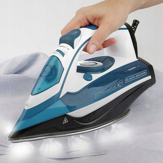 Black & Decker BXIR2402E Steam Iron 2400W with Stainless Steel Plate and Continuous Steam Supply 30g/min