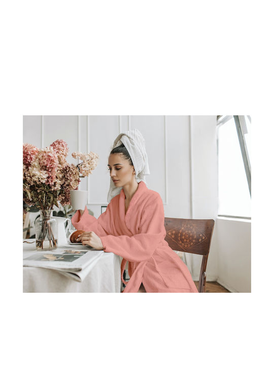 Makis Tselios Home Hola Damenbademantel mit Kragen 5 D.Pink 420gr/m²