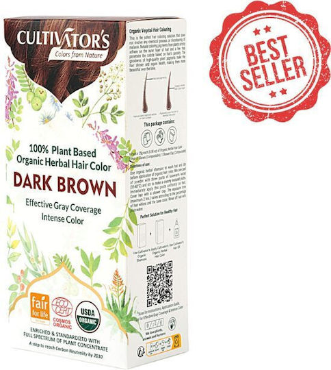 Cultivator Organic Herbal Haarfärbemittel 8 Dunkelbraun 100g