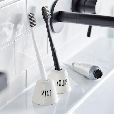 MINE & YOURS - toothbrush holder set 2 pieces white