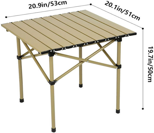 Table Metal for Camping Foldable 51x53x50cm Beige