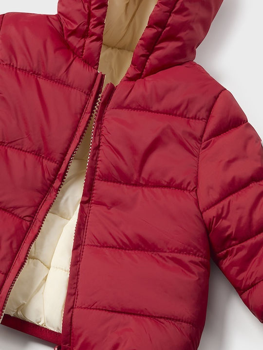 Down Kids Casual Short Double Sided Hooded Burgundy