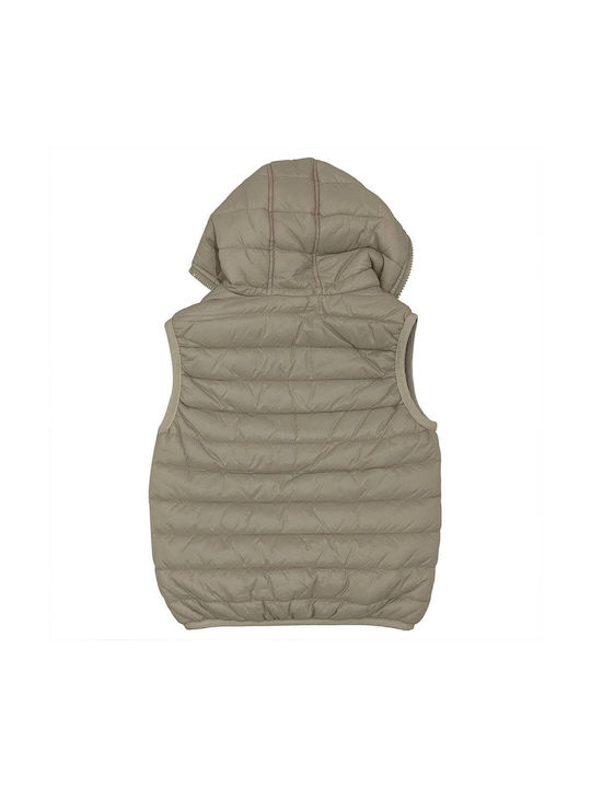 Ustyle Boys Quilted Coat Beige Double Sided Sleeveless with Ηood