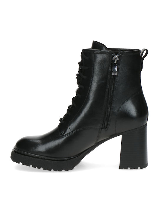 Leather Women's Ankle Boots with Fur Black