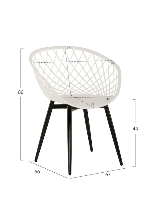 Ariadne Dining Room Polypropylene Chair White / Black 63x56x80cm