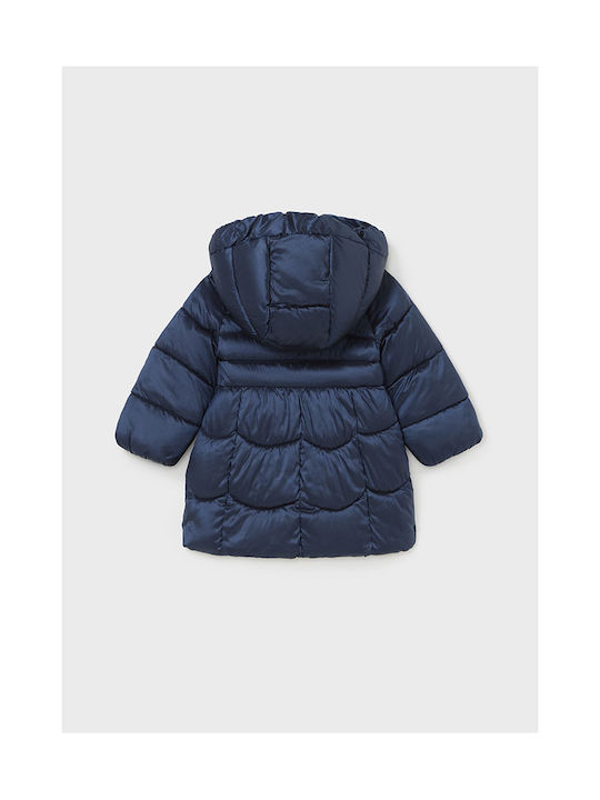 Mayoral Girls Quilted Coat Navy Blue with Ηood