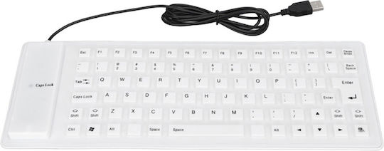 Silicone Keyboard Πληκτρολόγιο Αγγλικό US Λευκό