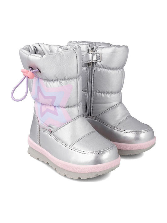 Kids Snow Boots with Zipper Silver