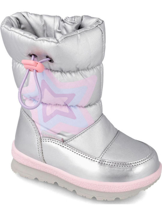 Kids Snow Boots with Zipper Silver