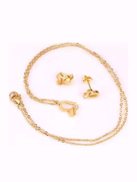 Bode Set with Necklace & Earrings from Steel Gold Plated