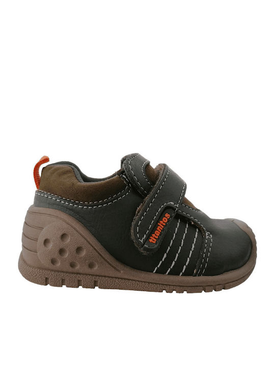 Anatomice Ghete Copii din Piele cu Velcro Kaki