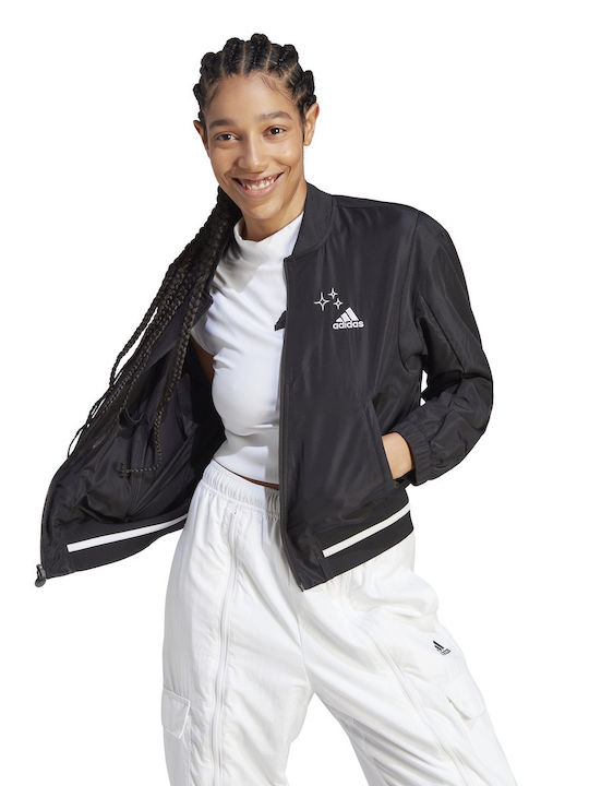 Adidas Women's Short Sports Jacket for Spring or Autumn Black