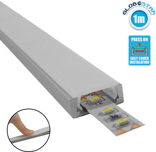 GloboStar External Aluminum Profile for LED Strip with Opal Cover 100x1.6x0.5cm