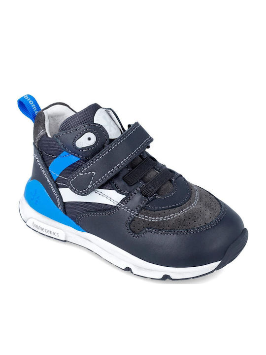 Anatomical Leather Kids Boots with Velcro Black