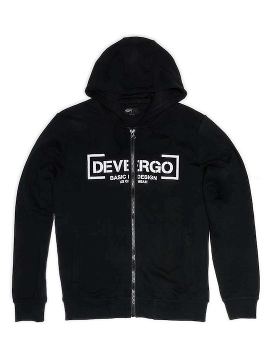 Devergo Herren Sweatshirt Jacke mit Kapuze Schwarz