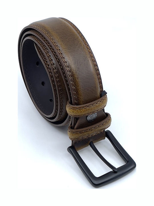 Wide Men's Belt Leather Brown