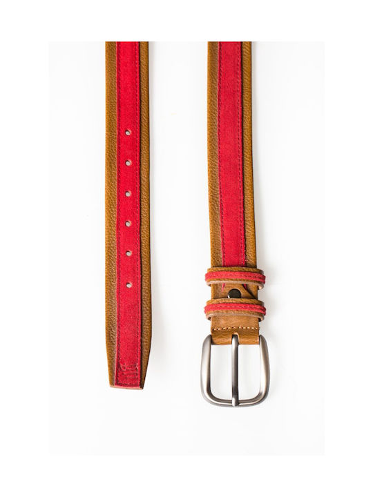 Robin Men's Leather Belt Red/Tan