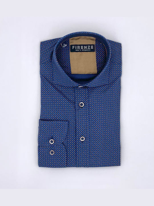 Firenze Men's Shirt Long Sleeve Navy Blue