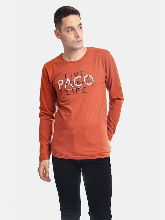 Paco & Co Bluza Bărbătească cu Mânecă Lungă Maro