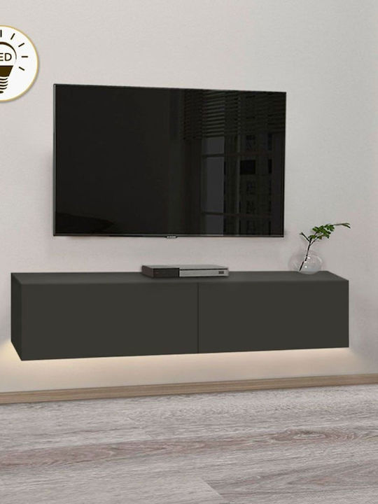 Έπιπλο TV din lemn Aristo cu Iluminare LED Negru M135xΠ31.6xΥ25cm