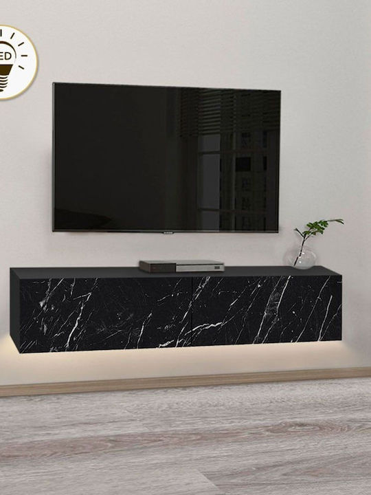 Aristo Particle Board TV Furniture with LED Lighting Black L135xW31.6xH25cm