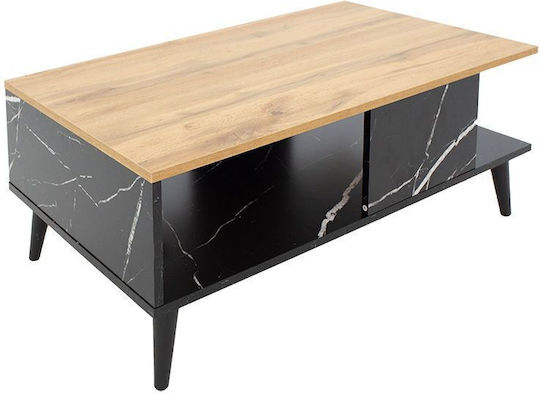 Mese De Cafea Rectangular Central Moses Din Lemn Bej L90xL54xÎ37.5cm