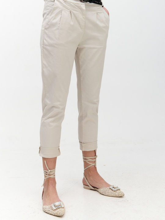 Pants with pleats and belt LA LIBERTA LL5251 Ice beige