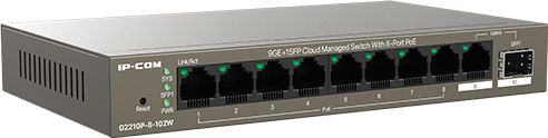 IP-COM G2210P-8-102W Управление на L2 PoE+ Switch с 9 Портове Ethernet и 1 SFP Порт