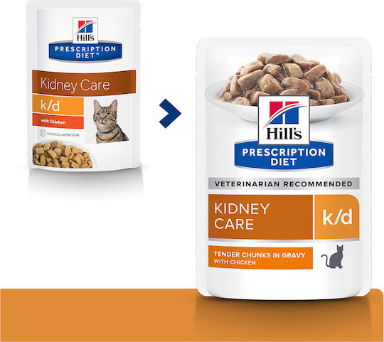 Hill's PD Feline k/d Υγρή Τροφή για Ενήλικες Γάτες σε Φακελάκι με Κοτόπουλο 85gr