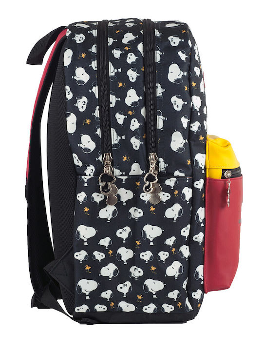 Back Me Up Snoopy Peanuts Pattern Σχολική Τσάντα Πλάτης Δημοτικού Snoopy Peanuts Pattern με Θήκη για Παγούρι